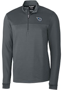 Cutter and Buck Tennessee Titans Mens Grey Traverse Stripe Long Sleeve Qtr Zip Pullover