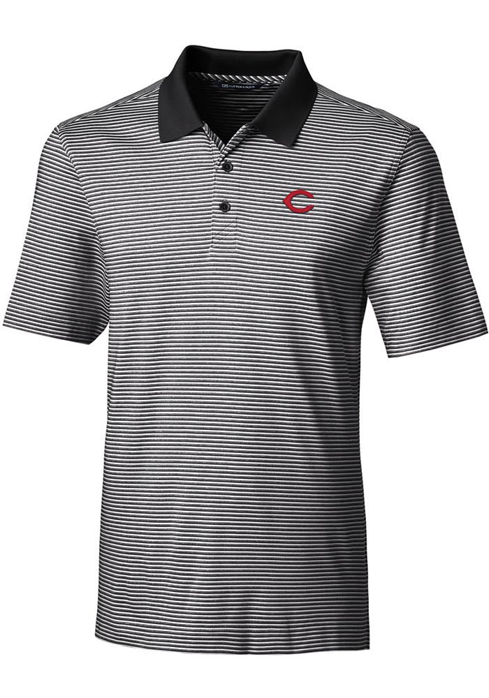 Cutter and Buck Cincinnati Reds Mens Forge Tonal Stripe Short Sleeve Polo