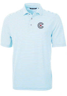 Cutter and Buck Chicago Cubs Big and Tall Light Blue City Connect Virtue Eco Pique Big and Tall ..