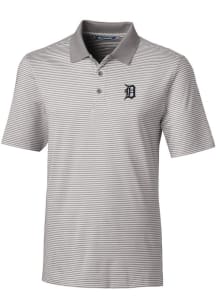 Cutter and Buck Detroit Tigers Mens Grey Forge Tonal Stripe Short Sleeve Polo