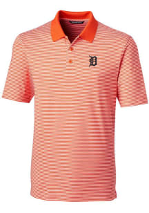 Cutter and Buck Detroit Tigers Mens Orange Forge Tonal Stripe Short Sleeve Polo