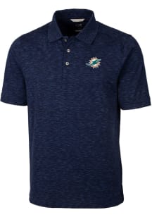 Cutter and Buck Miami Dolphins Mens Navy Blue Advantage Short Sleeve Polo