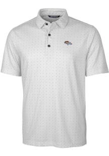 Cutter and Buck Denver Broncos Mens Charcoal Pike Double Dot Short Sleeve Polo