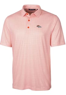 Cutter and Buck Denver Broncos Mens Orange Pike Double Dot Short Sleeve Polo