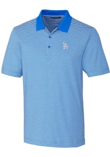Cutter and Buck Los Angeles Dodgers Mens Blue Forge Tonal Stripe Short Sleeve Polo