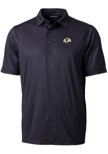 Cutter and Buck Los Angeles Rams Mens Black Pike Double Dot Short Sleeve Polo