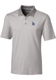 Cutter and Buck Los Angeles Dodgers Mens Grey Forge Tonal Stripe Short Sleeve Polo