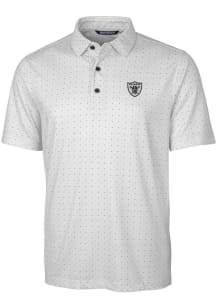 Cutter and Buck Las Vegas Raiders Mens Charcoal Pike Double Dot Short Sleeve Polo