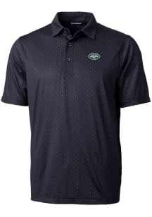 Cutter and Buck New York Jets Mens Black Pike Double Dot Short Sleeve Polo