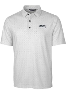 Cutter and Buck Seattle Seahawks Mens Charcoal Pike Double Dot Short Sleeve Polo