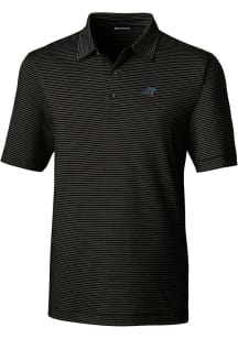 Cutter and Buck Carolina Panthers Mens Black Forge Pencil Stripe Short Sleeve Polo
