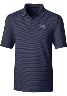 Cutter and Buck Tennessee Titans Mens Navy Blue Forge Pencil Stripe Short Sleeve Polo
