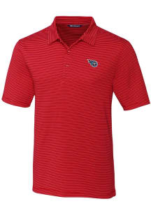 Cutter and Buck Tennessee Titans Mens Red Forge Pencil Stripe Short Sleeve Polo