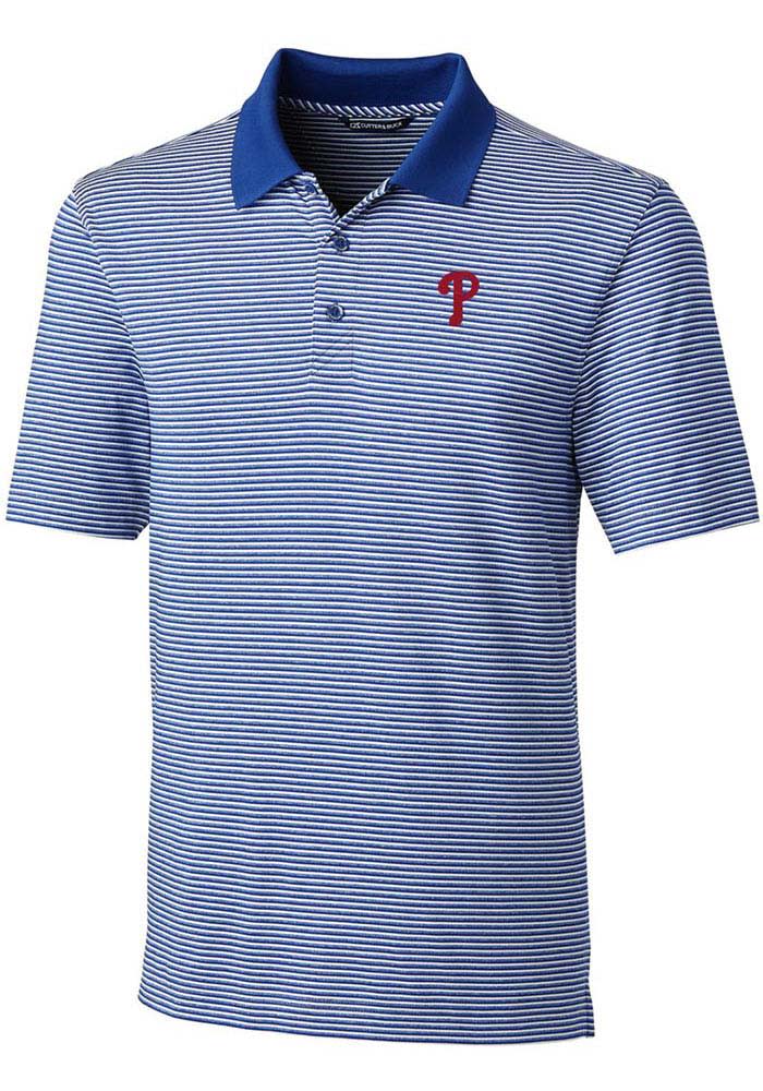 Cutter and Buck Phillies Tonal Stripe Short Sleeve Polo