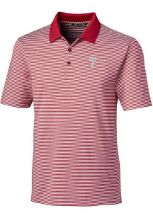 Cutter and Buck Philadelphia Phillies Mens Red Forge Tonal Stripe Short Sleeve Polo