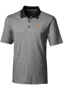 Cutter and Buck Pittsburgh Pirates Mens Black Forge Tonal Stripe Short Sleeve Polo