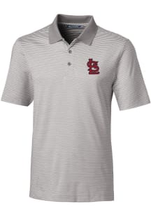 Cutter and Buck St Louis Cardinals Mens Grey Forge Tonal Stripe Short Sleeve Polo