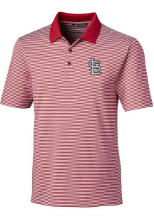 Cutter and Buck St Louis Cardinals Mens Red Forge Tonal Stripe Short Sleeve Polo