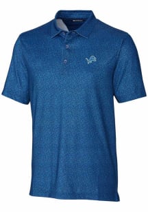 Cutter and Buck Detroit Lions Mens Blue Pike Short Sleeve Polo