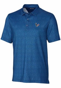 Cutter and Buck Houston Texans Mens Blue Pike Micro Floral Short Sleeve Polo