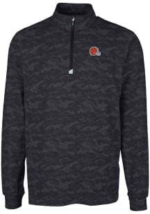 Cutter and Buck Cleveland Browns Mens Black Traverse Camo Long Sleeve 1/4 Zip Pullover