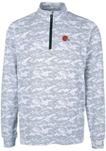 Cutter and Buck Cleveland Browns Mens Charcoal Traverse Camo Long Sleeve 1/4 Zip Pullover