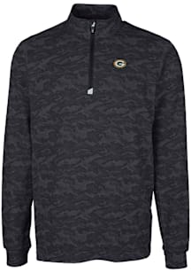 Cutter and Buck Green Bay Packers Mens Black Traverse Camo Long Sleeve Qtr Zip Pullover