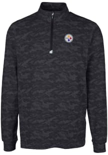 Cutter and Buck Pittsburgh Steelers Mens Black Traverse Long Sleeve 1/4 Zip Pullover