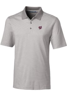 Cutter and Buck Washington Nationals Mens Grey Forge Tonal Stripe Short Sleeve Polo