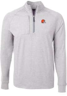 Cutter and Buck Cleveland Browns Mens Grey Adapt Eco Long Sleeve 1/4 Zip Pullover