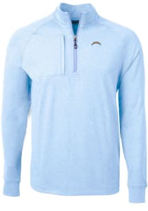 Cutter and Buck Los Angeles Chargers Mens Light Blue Adapt Eco Long Sleeve 1/4 Zip Pullover