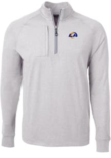 Cutter and Buck Los Angeles Rams Mens Grey Adapt Eco Long Sleeve 1/4 Zip Pullover