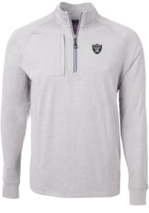 Cutter and Buck Las Vegas Raiders Mens Grey Adapt Eco Long Sleeve 1/4 Zip Pullover