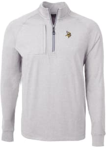 Cutter and Buck Minnesota Vikings Mens Grey Adapt Eco Long Sleeve Qtr Zip Pullover