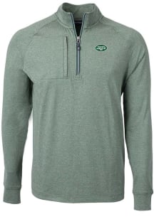 Cutter and Buck New York Jets Mens Green Adapt Eco Long Sleeve 1/4 Zip Pullover