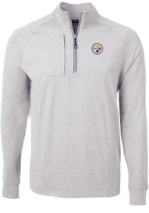 Cutter and Buck Pittsburgh Steelers Mens Grey Adapt Eco Long Sleeve 1/4 Zip Pullover