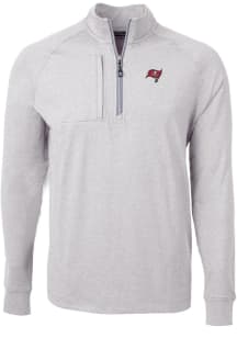 Cutter and Buck Tampa Bay Buccaneers Mens Grey Adapt Eco Long Sleeve 1/4 Zip Pullover