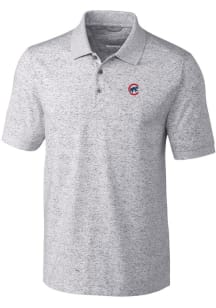 Cutter and Buck Chicago Cubs Mens Grey Advantage Space Short Sleeve Polo