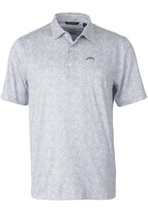 Cutter and Buck Los Angeles Chargers Mens Grey Pike Constellation Short Sleeve Polo