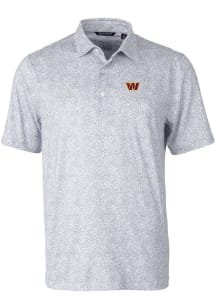 Cutter and Buck Washington Commanders Mens Grey Pike Constellation Short Sleeve Polo