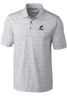 Cutter and Buck Miami Marlins Mens Grey Advantage Space Short Sleeve Polo
