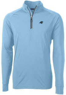 Cutter and Buck Carolina Panthers Mens Light Blue Adapt Eco Knit Long Sleeve 1/4 Zip Pullover