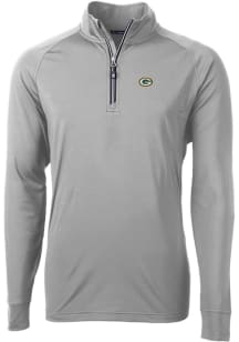 Cutter and Buck Green Bay Packers Mens Grey Adapt Eco Knit Long Sleeve Qtr Zip Pullover