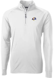 Cutter and Buck Los Angeles Rams Mens White Adapt Eco Long Sleeve 1/4 Zip Pullover