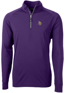 Cutter and Buck Minnesota Vikings Mens Purple Adapt Eco Knit Long Sleeve 1/4 Zip Pullover