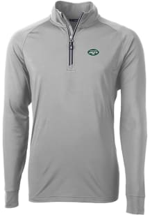 Cutter and Buck New York Jets Mens Grey Adapt Eco Long Sleeve 1/4 Zip Pullover