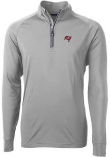 Cutter and Buck Tampa Bay Buccaneers Mens Grey Adapt Eco Knit Long Sleeve 1/4 Zip Pullover