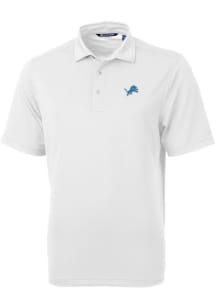 Cutter and Buck Detroit Lions Mens White Virtue Eco Pique Short Sleeve Polo