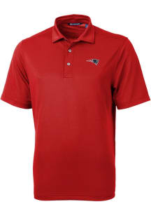 Cutter and Buck New England Patriots Mens Red Virtue Eco Pique Short Sleeve Polo