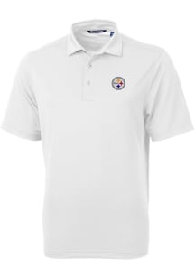 Cutter and Buck Pittsburgh Steelers Mens White Virtue Eco Pique Short Sleeve Polo